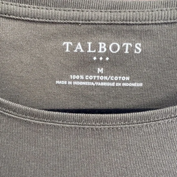 TALBOTS Cotton Long Sleeve Tee/ Olive Night - Picture 3 of 4
